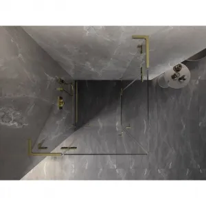 MEXEN/S - Lunar L Duo sprchovací kút dvere krídlové 80 x 80, transparent, zlato kartáčovaná 834L-080L-080P-55-00