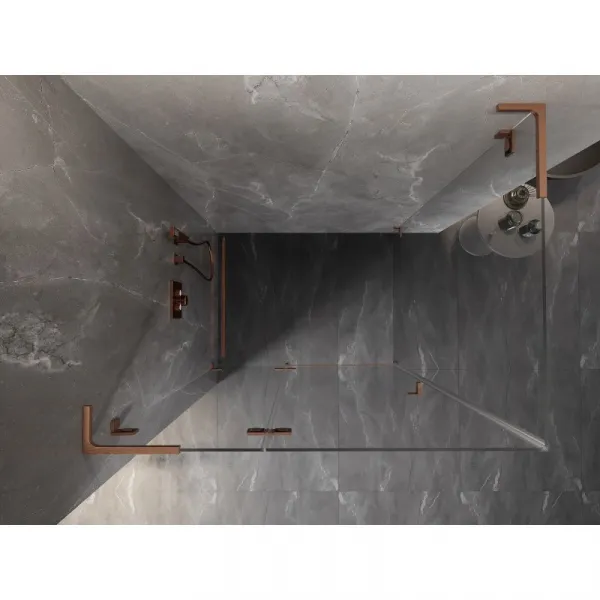 MEXEN/S - Lunar L sprchový kút dvere krídlové ľavá 100 x 80, transparent, meď kartáčovaná 834L-100-080-65-00-L