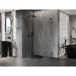 MEXEN/S - Lunar L sprchový kút dvere krídlové ľavá 80 x 70, transparent, grafit kartáčovaná 834L-080-070-66-00-L