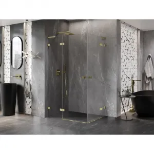 MEXEN/S - Lunar L Duo sprchovací kút dvere krídlové 110 x 85, transparent, zlato kartáčovaná 834L-110L-085P-55-00