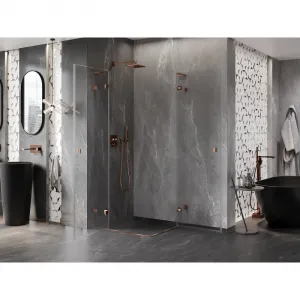 MEXEN/S - Lunar L Duo sprchovací kút dvere krídlové 120 x 120, transparent, ružové zlato 834L-120L-120P-60-00