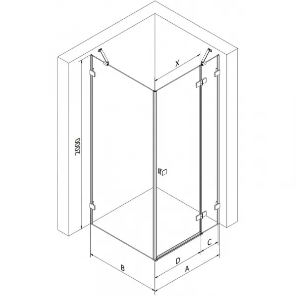 MEXEN/S - Lunar sprchovací kút dvere krídlové pravá 80 x 80, transparent, biela 834-080-080-20-00-P