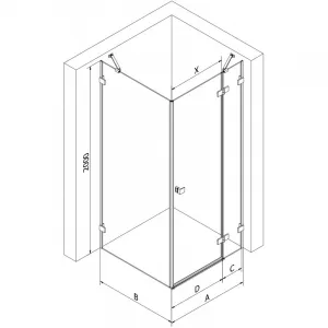 MEXEN/S - Lunar sprchovací kút dvere krídlové pravá 80 x 80, transparent, biela 834-080-080-20-00-P