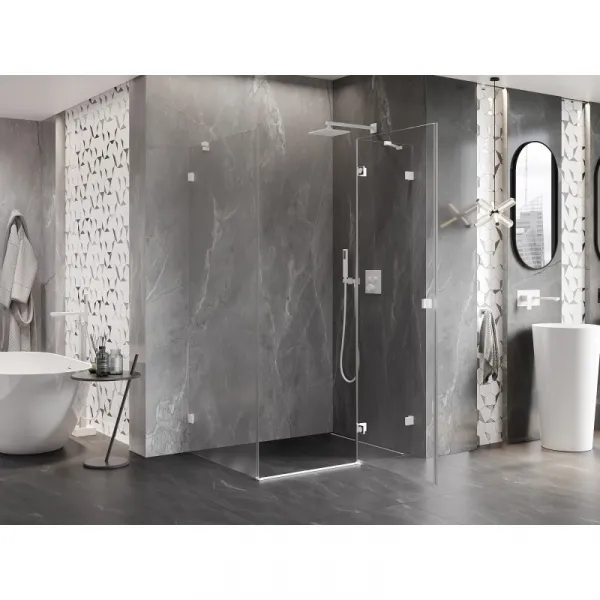 MEXEN/S - Lunar sprchovací kút dvere krídlové pravá 100 x 80, transparent, biela 834-100-080-20-00-P
