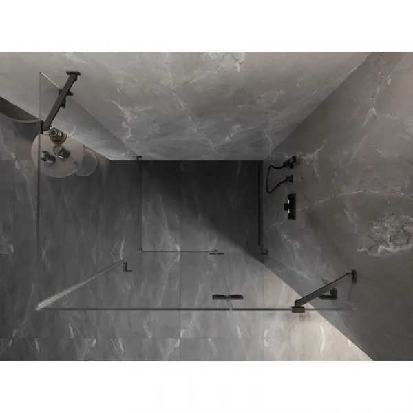 MEXEN/S - Lunar sprchový kút dvere krídlové pravá 90 x 70, transparent, grafit kartáčovaná 834-090-070-66-00-P
