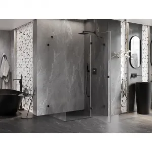 MEXEN/S - Lunar sprchovací kút dvere krídlové pravá 100 x 80, transparent, čierna 834-100-080-70-00-P