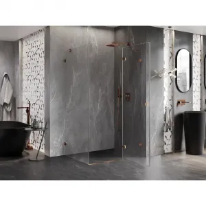 MEXEN/S - Lunar sprchovací kút dvere krídlové pravá 100 x 80, transparent, ružové zlato 834-100-080-60-00-P