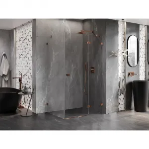 MEXEN/S - Lunar sprchovací kút dvere krídlové pravá 100 x 80, transparent, ružové zlato 834-100-080-60-00-P