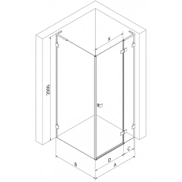 MEXEN/S - Lunar L sprchový kút dvere krídlové pravá 80 x 80, transparent, čierna 834L-080-080-70-00-P