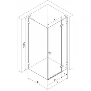 MEXEN/S - Lunar L sprchový kút dvere krídlové pravá 80 x 80, transparent, čierna 834L-080-080-70-00-P