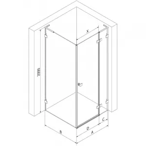 MEXEN/S - Lunar L sprchový kút dvere krídlové pravá 80 x 80, transparent, chróm 834L-080-080-01-00-P