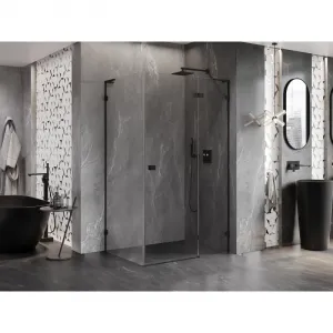 MEXEN/S - Lunar L sprchový kút dvere krídlové pravá 80 x 70, transparent, čierna 834L-080-070-70-00-P