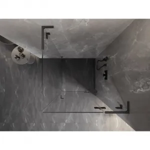 MEXEN/S - Lunar L sprchový kút dvere krídlové pravá 70 x 70, transparent, grafit kartáčovaná 834L-070-070-66-00-P