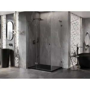 MEXEN/S - Lunar L sprchový kút dvere krídlové ľavá 80 x 70, transparent, grafit metal 834L-080-070-95-00-L