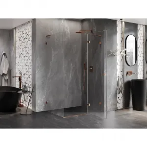 MEXEN/S - Lunar L sprchový kút dvere krídlové pravá 100 x 80, transparent, ružové zlato 834L-100-080-60-00-P