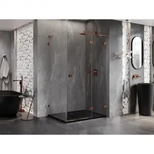 MEXEN/S - Lunar L sprchový kút dvere krídlové pravá 100 x 80, transparent, ružové zlato 834L-100-080-60-00-P
