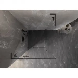 MEXEN/S - Lunar L sprchový kút dvere krídlové ľavá 70 x 70, transparent, grafit metal 834L-070-070-95-00-L