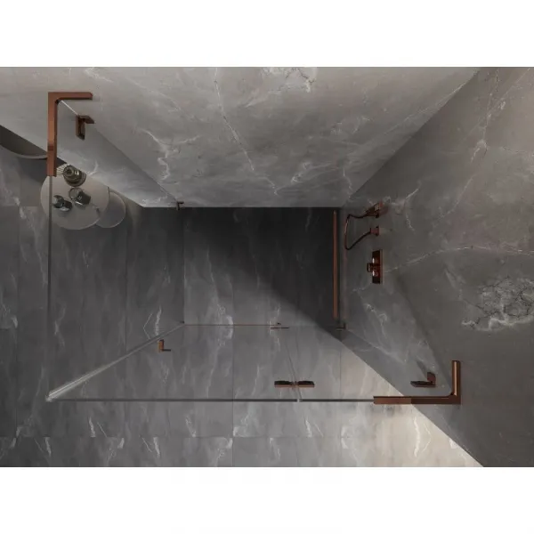 MEXEN/S - Lunar L sprchový kút dvere krídlové pravá 100 x 80, transparent, ružové zlato 834L-100-080-60-00-P