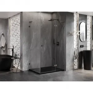 MEXEN/S - Lunar L sprchový kút dvere krídlové pravá 100 x 70, transparent, grafit kartáčovaná 834L-100-070-66-00-P