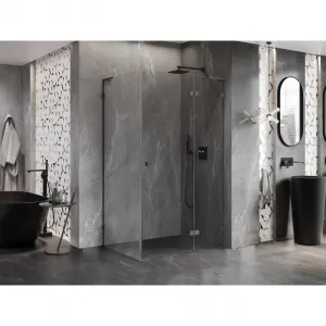 MEXEN/S - Lunar L sprchový kút dvere krídlové pravá 100 x 70, transparent, grafit kartáčovaná 834L-100-070-66-00-P
