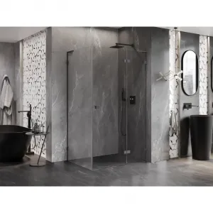MEXEN/S - Lunar L sprchový kút dvere krídlové pravá 75 x 70, transparent, grafit kartáčovaná 834L-075-070-66-00-P