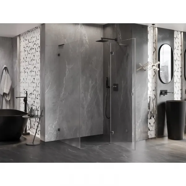 MEXEN/S - Lunar L sprchový kút dvere krídlové pravá 85 x 70, transparent, grafit kartáčovaná 834L-085-070-66-00-P