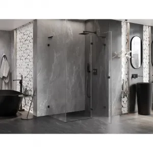MEXEN/S - Lunar L sprchový kút dvere krídlové pravá 90 x 70, transparent, čierna 834L-090-070-70-00-P