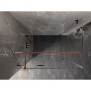 MEXEN/S - Lunar T sprchovací kút dvere krídlové ľavá 115 x 70, transparent, ružové zlato 834T-115-070-60-00-L