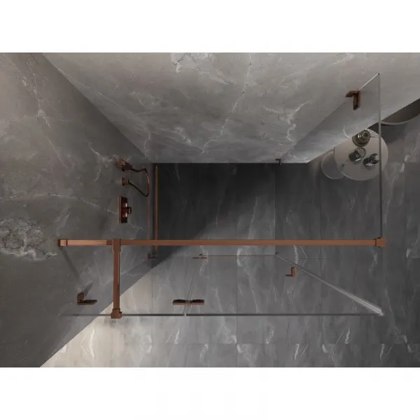 MEXEN/S - Lunar T sprchovací kút dvere krídlové ľavá 120 x 100, transparent, ružové zlato 834T-120-100-60-00-L