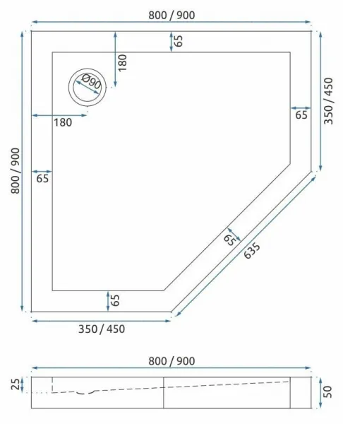 REA - Sprchovací kút DIAMOND 90x90 BRUSH GOLD bez sprchovej vaničky REA-K6506