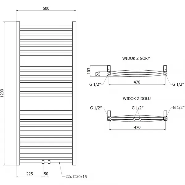 MEXEN - Zing vykurovací rebrík/radiátor 1200 x 500 mm, 513 W, biela W128-1200-500-00-20