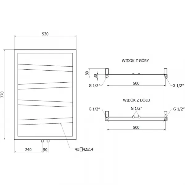 MEXEN - Zoom vykurovací rebrík/radiátor dekoratívny 770 x 530 mm, 275 W, antracit W130-0770-530-00-66
