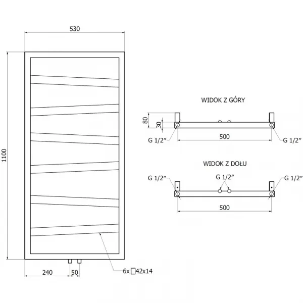 MEXEN - Zoom vykurovací rebrík/radiátor dekoratívny 1100 x 530 mm, 376 W, antracit W130-1100-530-00-66