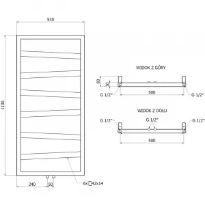 MEXEN - Zoom vykurovací rebrík/radiátor dekoratívny 1100 x 530 mm, 376 W, antracit W130-1100-530-00-66