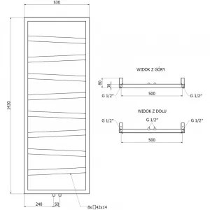 MEXEN - Zoom vykurovací rebrík/radiátor dekoratívny 1430 x 530 mm, 477 W, čierna W130-1430-530-00-70