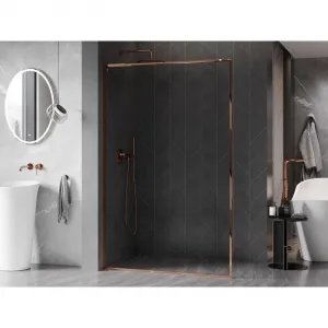 MEXEN/S - Kyoto-F L Sprchová zástena WALK-IN s rámom 60 x 202, transparent 8 mm, ružové zlato 800-060-174-60-00