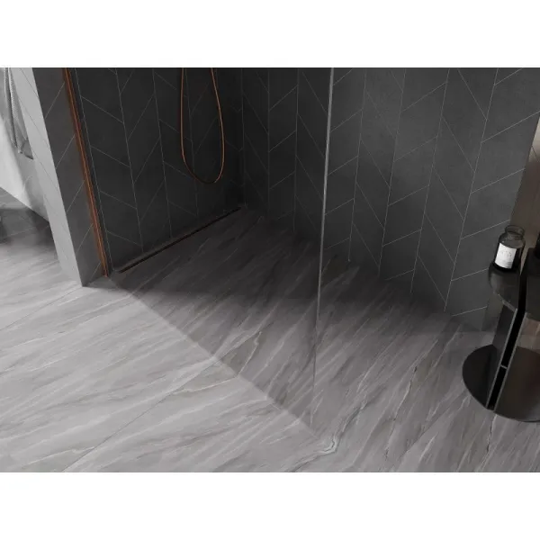 MEXEN/S - Kyoto-X L Sprchová zástena WALK-IN 80 x 200, transparent 10 mm, meď kartáčovaná 800-080-107-65-00-X