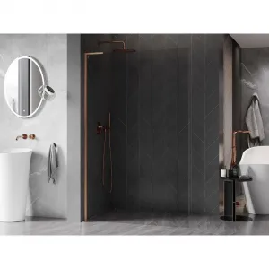MEXEN/S - Kyoto-X L Sprchová zástena WALK-IN 80 x 200, transparent 10 mm, meď kartáčovaná 800-080-107-65-00-X