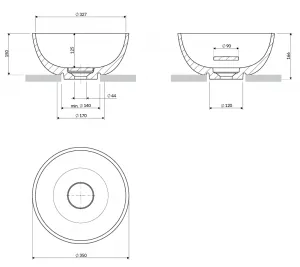 OMNIRES - SHELL M+ umývadlo na dosku, O35 cm, popolavo šedá matná SHELL350UNAG
