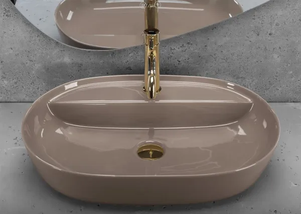 REA - Umývadlo na dosku Aura 61 Beige Shiny REA-U6381