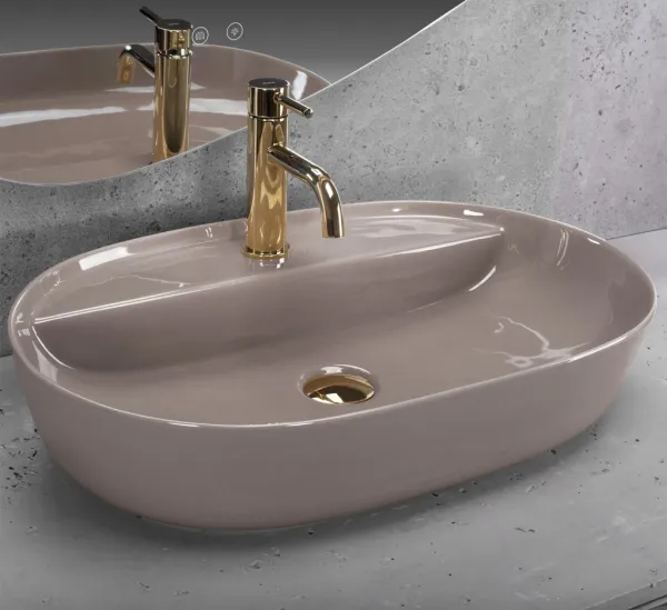 REA - Umývadlo na dosku Aura 61 Beige Shiny REA-U6381