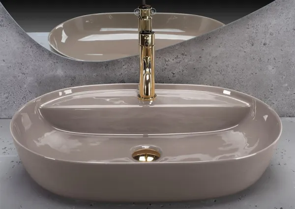 REA - Umývadlo na dosku Aura 61 Beige Shiny REA-U6381