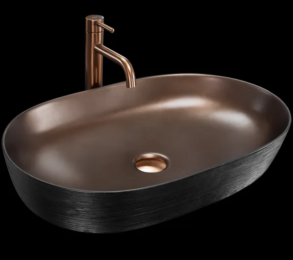 REA - Keramické umývadlo na dosku CLEO 61 Copper Bush / Black REA-U6383