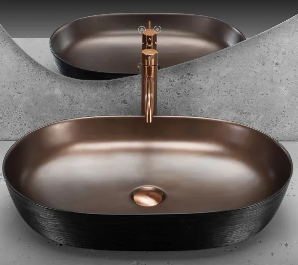 REA - Keramické umývadlo na dosku CLEO 61 Copper Bush / Black REA-U6383