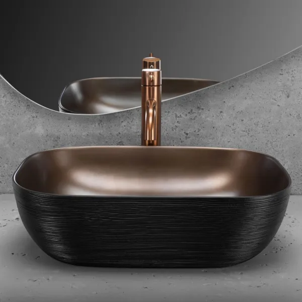 REA - Umývadlo na dosku Belinda COPPER BRUSH / Black REA-U6384