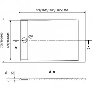 MEXEN - Amon obdĺžniková sprchová vanička SMC 90 x 80, biela 4F108090