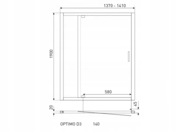 KERRA - Sprchové dvere 140 Optimo D3 (grafitové) 5907548109620