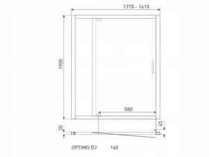 KERRA - Sprchové dvere 140 Optimo D3 (grafitové) 5907548109620