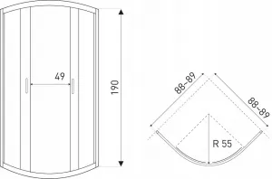KERRA - Sprchová kabína Tiara 90x90 štvrťkruh s vaničkou 5907548112552
