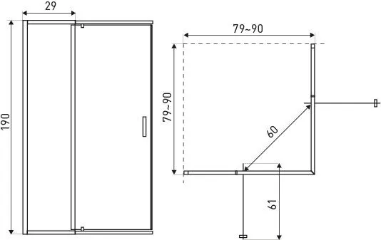 KERRA - Sprchovací kút Dunaj 2D 80-90x80-90 (bez vaničky) 5907548116420